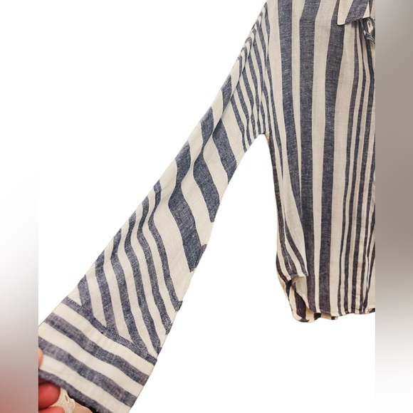 Rails Alyssa Bay Stripe Top Buttons down Linen Shirt Size Small Preowned - Picture 5 of 14